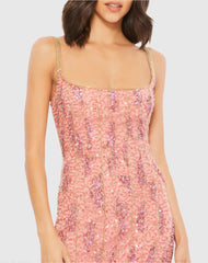Pink Embellished Square Neck Gown